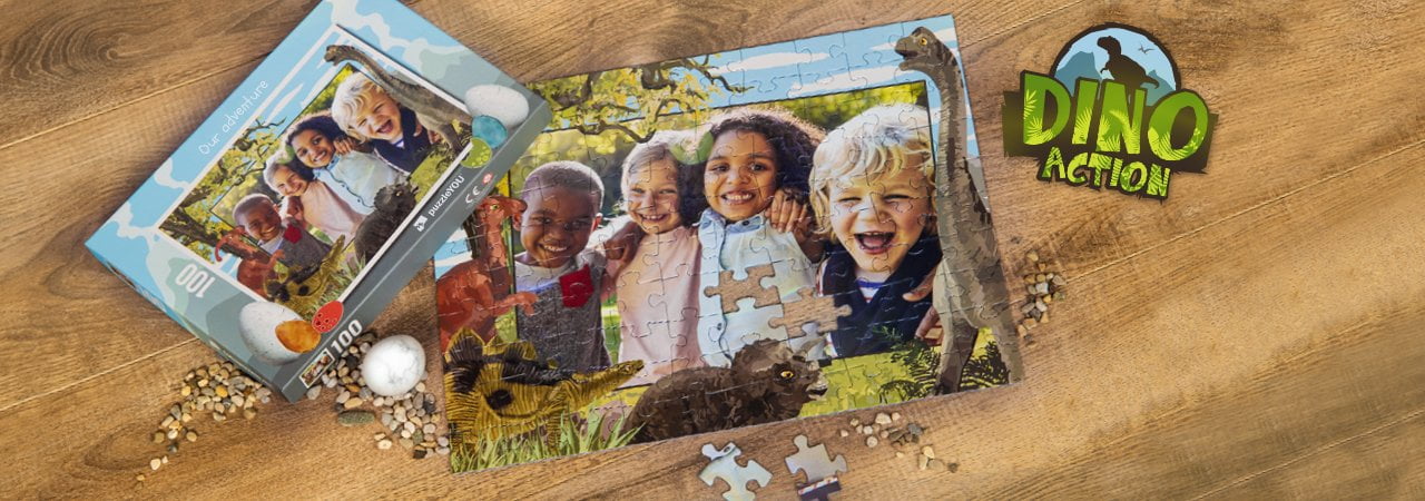 Puzzle infantil de dinosaurios con tus propias fotos